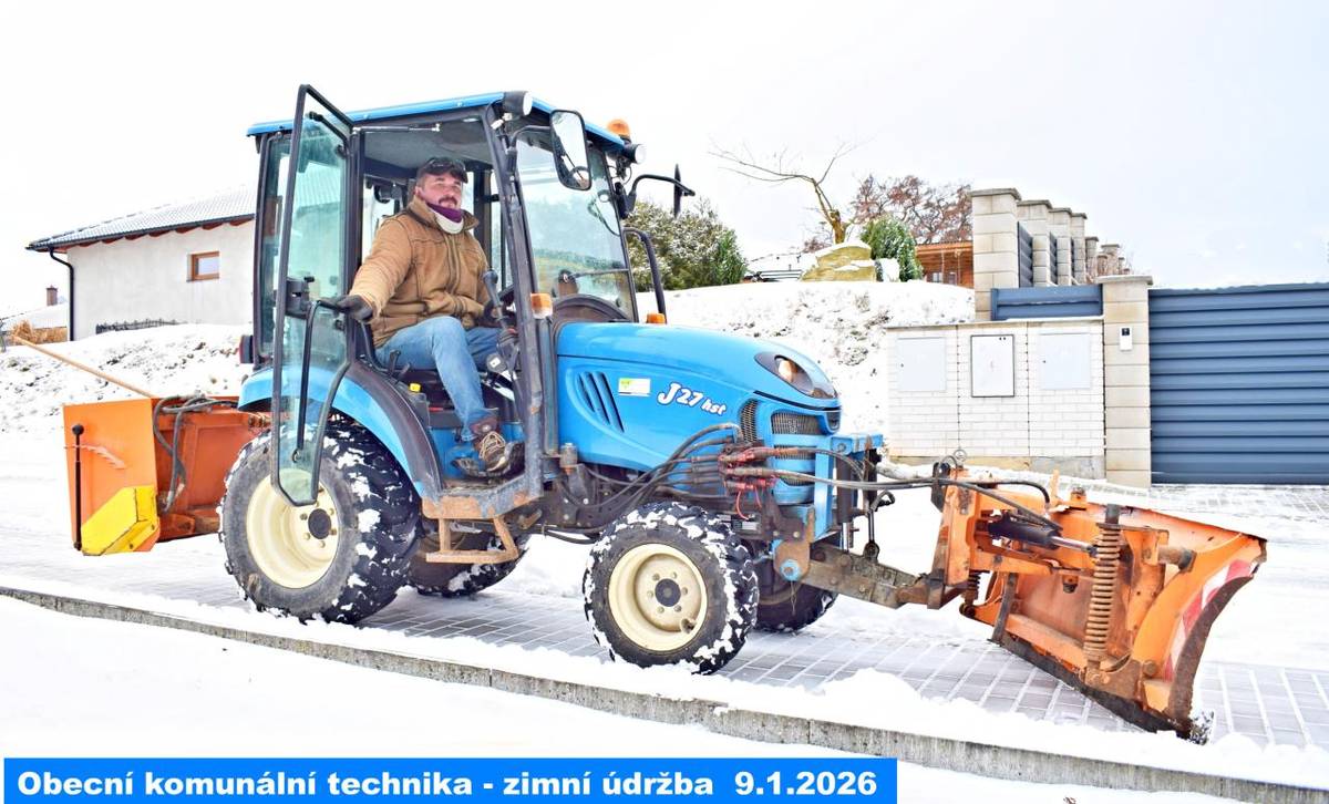 V zimním období se obecní úřad zaměřuje na údržbu komunikací a veřejných prostranství. Naším cílem je zajistit bezpečnost a bezproblémový pohyb po obci i v nepříznivých povětrnostních podmínkách. Komunální technika aktivně zasahuje po sněhové nadílce.  Aktuální fotodokumentace: 9.1.2026