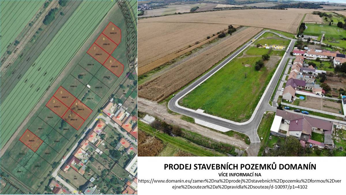 Obec Domanín - prodej stavebních pozemků
