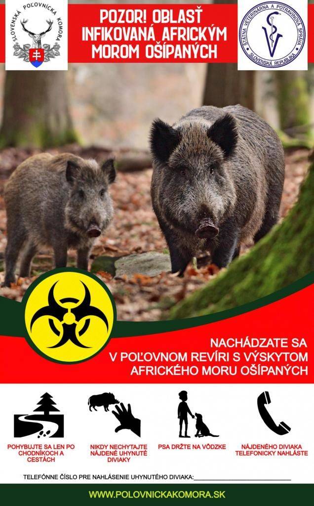 Upozorňujeme všetkých obyvateľov obce Pitelová, že aj v okolí našej obce sme zaznamenali výskyt afrického moru ošípaných, ktorý nie je pre ľudí nebezpečný, ale je vysoko nebezpečný pre domáci chov ošípaných.