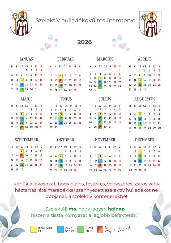 Kalendár zvozu triedeného odpadu 2026