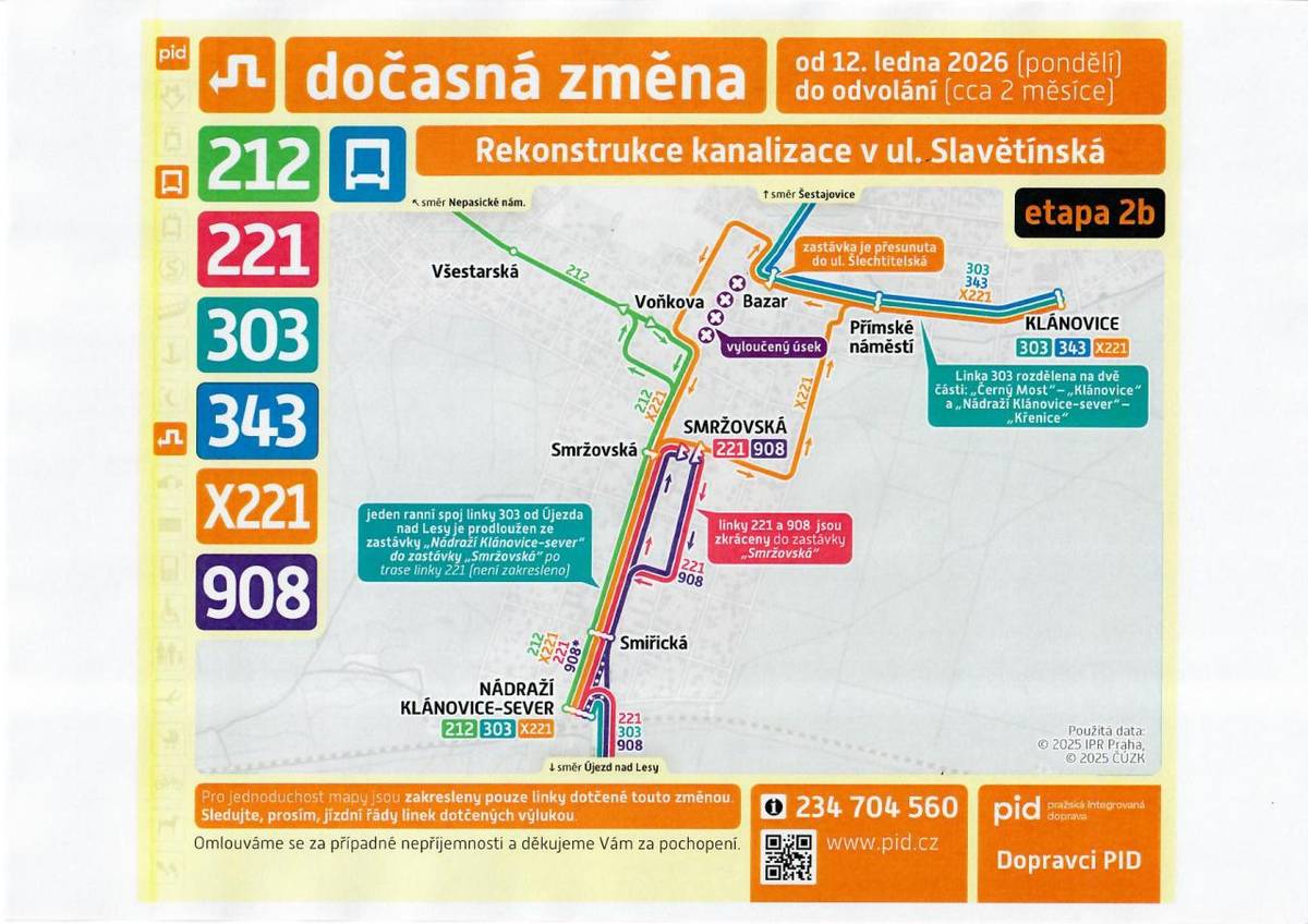 Výluka na linkách 303 a 343 od 12.1.2026