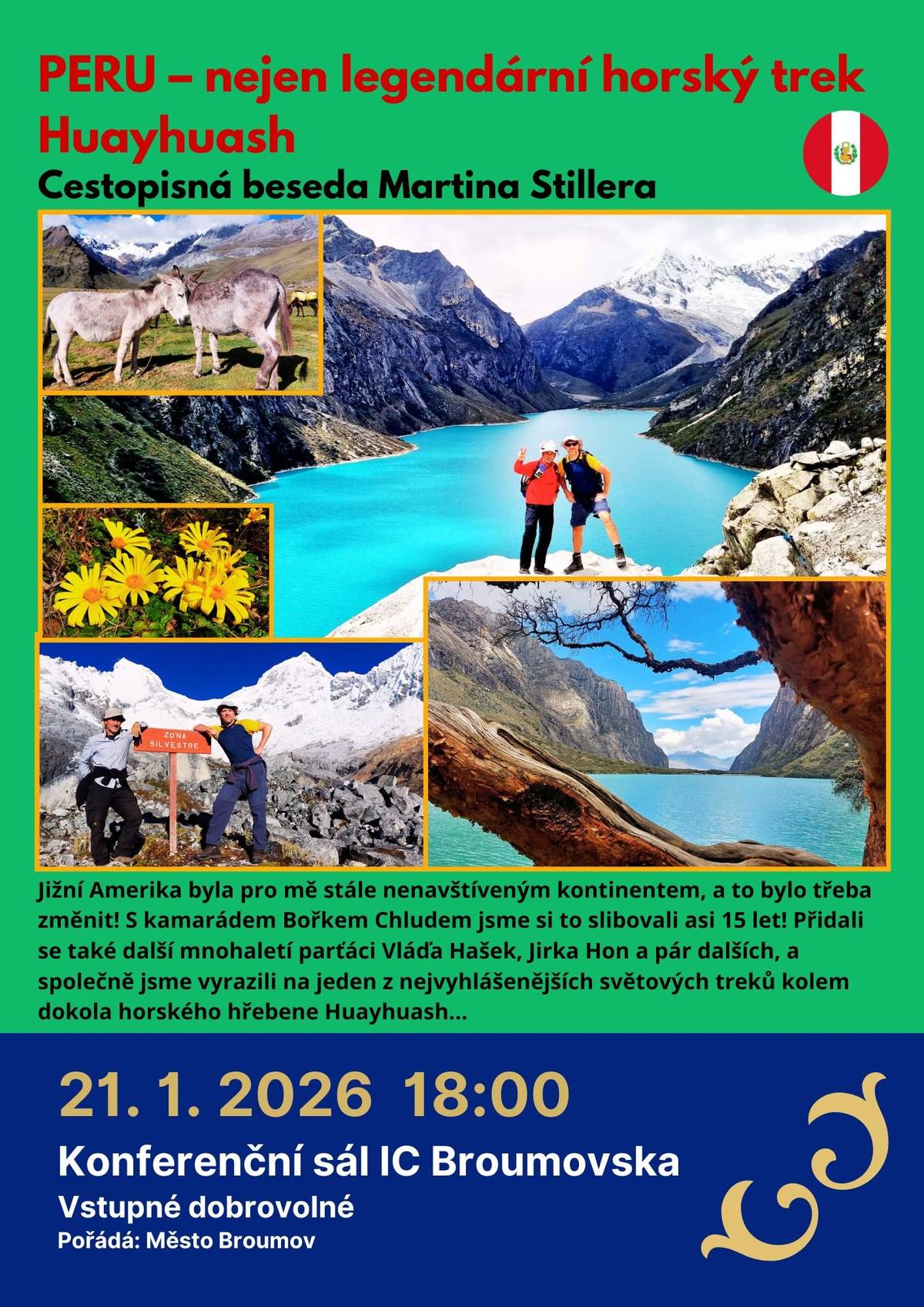 Koncert ArtCafé: Blažíková Kabátková Romanovská Tichý Hrubý & Kugel Dnes od 19:00, Sál Kreslírna / Klášter Broumov. Více ZDE   2bra3 – vernisáž výstavy  V pátek 9. ledna od 16:00, výstavní síň LokArt. Více ZDE   Interaktivní prohlídka Skriptoria V sobotu 10. ledna od 10:00. Skriptorium / Klášter Broumov. Více ZDE   Jedeme bruslit do Náchoda V sobotu 10. ledna od 11:30-14:45. Odjezd od DDM Ulita Broumov. Více ZDE   Ranní meditace V úterý 13. ledna od 8:00 do 8:25, Klášter Broumov. Více ZDE