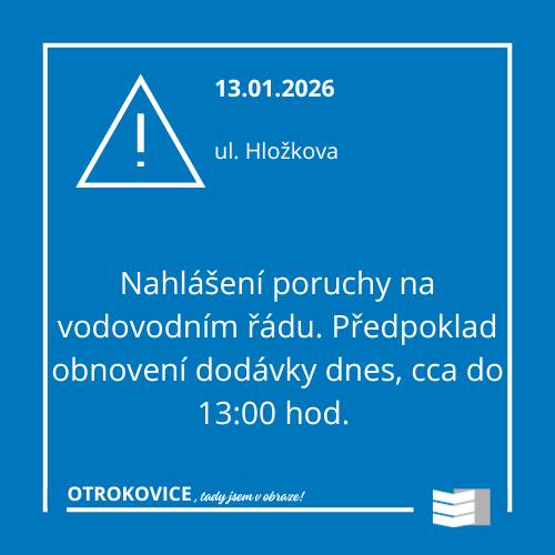 Z důvodu poruchy na vodovodním řádu byla včera ve večerních hodinách přerušena dodávka vody v ulici Hložkova pro cca 50 rodinných domů.