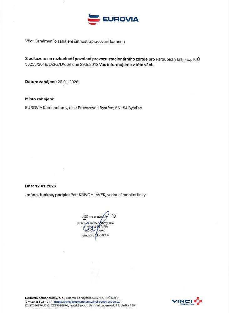 Zahájení činnosti Eurovia