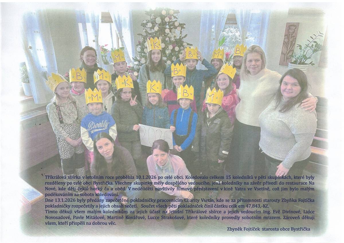 Tříkrálová sbírka 2026 - poděkování