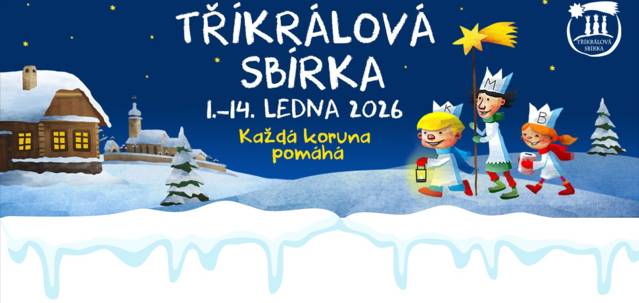 V sobotu 10. ledna 2026 u nás v obci proběhla Tříkrálová sbírka. Celkem se vybralo 43 934,- Kč.  Všem dárcům děkujeme.