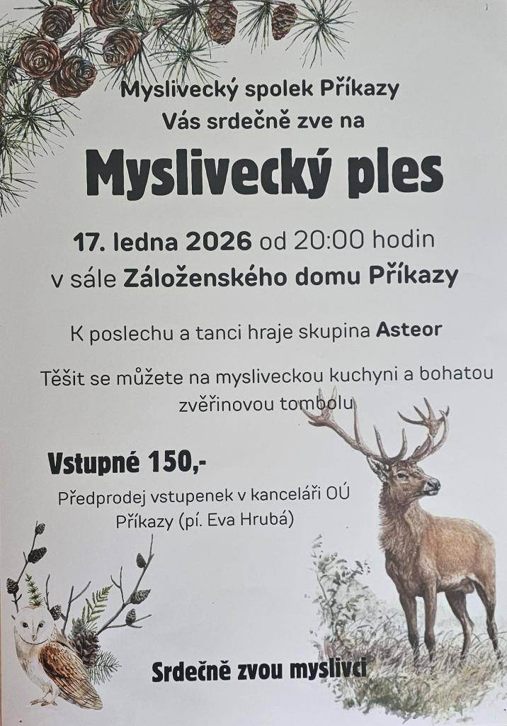 Myslivecký ples Příkazy 17. ledna 2026
