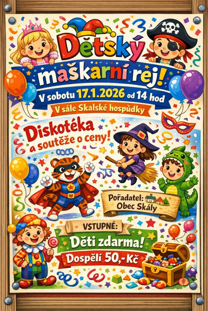 tradiční dětské maškarní ve Skalské hospůdce