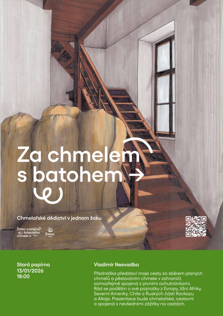 Další beseda z cyklu Chmelařské dědictví v jednom žoku proběhne ve Staré papírně v úterý 13. ledna. Hostem bude šlechtitel Vladimír Nesvadba, který popíše zážitky ze svých cest po světě za druhy planého chmele.