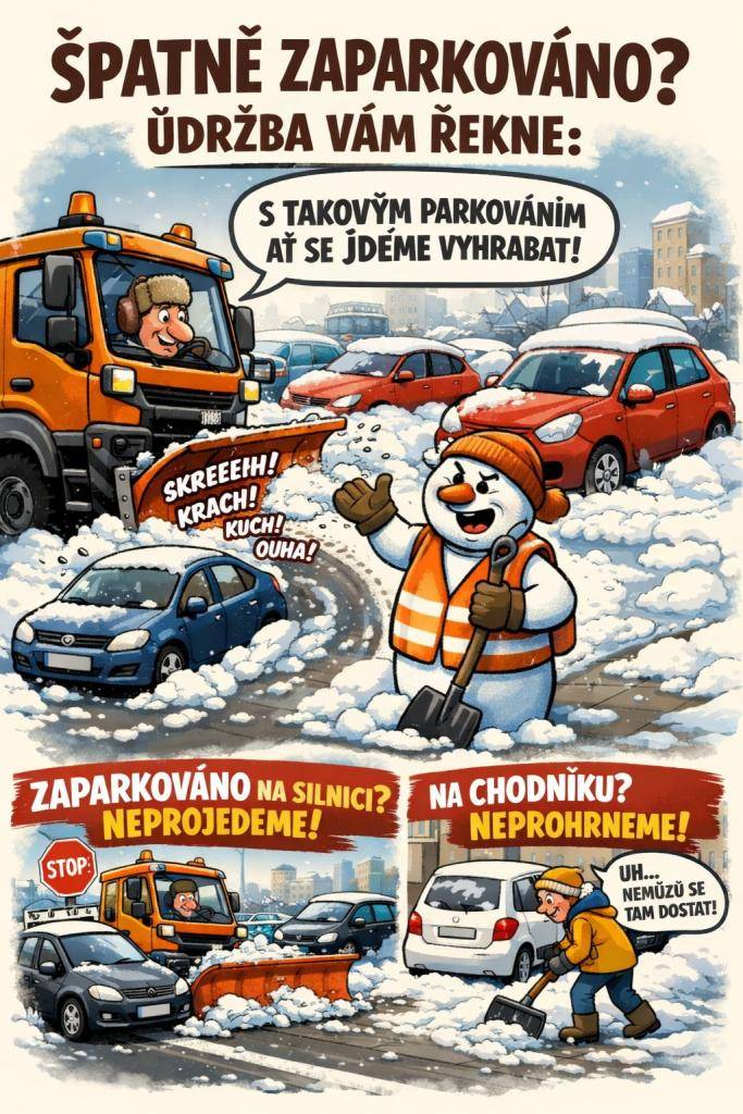 Žádost správce chodníků a místních komunikací směřovaná k vlastníkům a provozovatelům osobních automobilů.