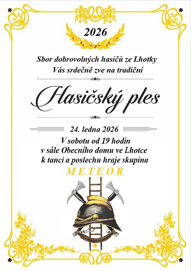 v sobotu 24. 1. 2026 od 19.00 v sále Obecního domu