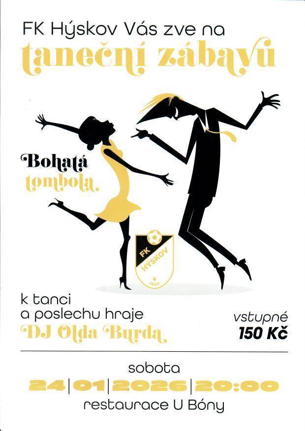 Taneční zábava 24.1.2026 od 20:00 hod