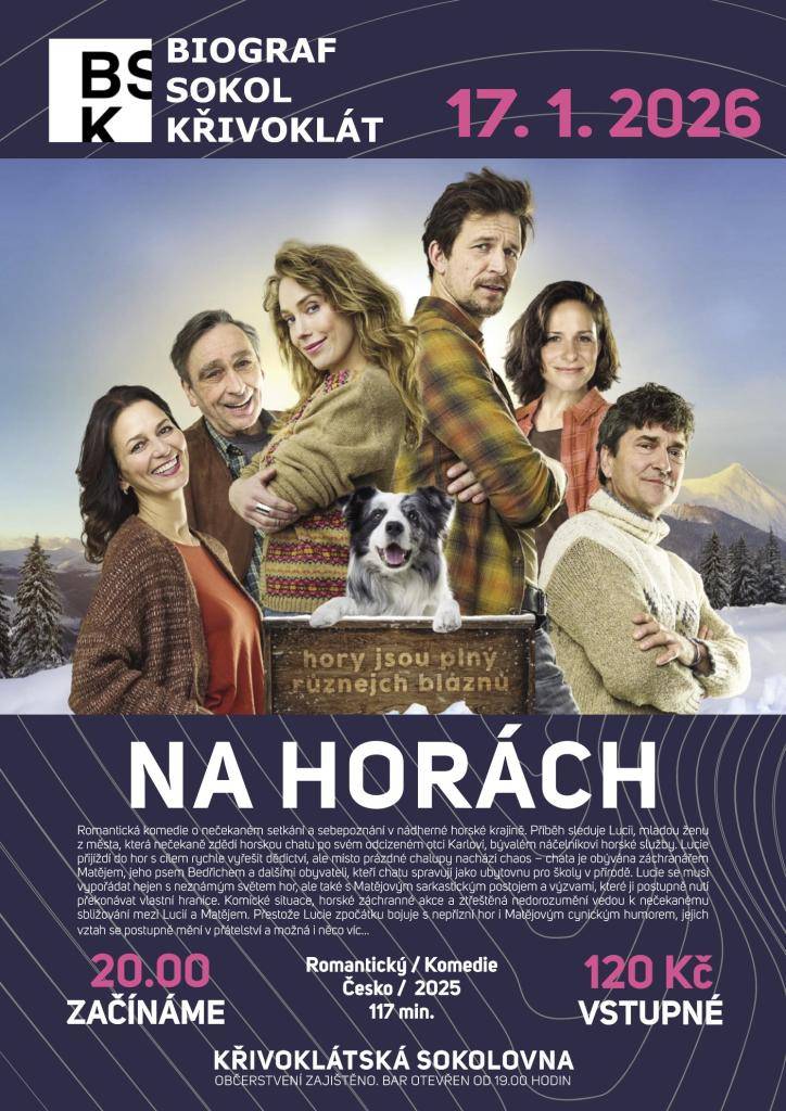 Pozvánka do kina v Křivoklátě na film "Na horách". Sobota 17. ledna 2026 od 20.00h.