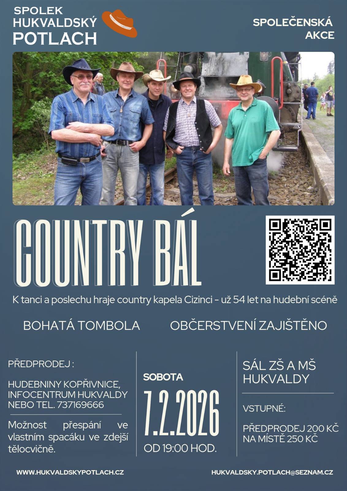 Spolek Hukvaldský potlach Vás zve na Country bál, který se koná v sobotu 7. února od 19 hodin v sále ZŠ Hukvaldy.