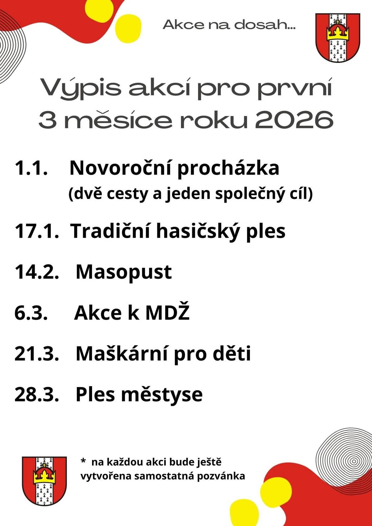 🔊 Sice jste již každý měl tento přehled ve svých poštovních schránkách, ale opakování matka moudrosti a alespoň víte, na co se můžete těšit v městysu Chotětov 🤩.