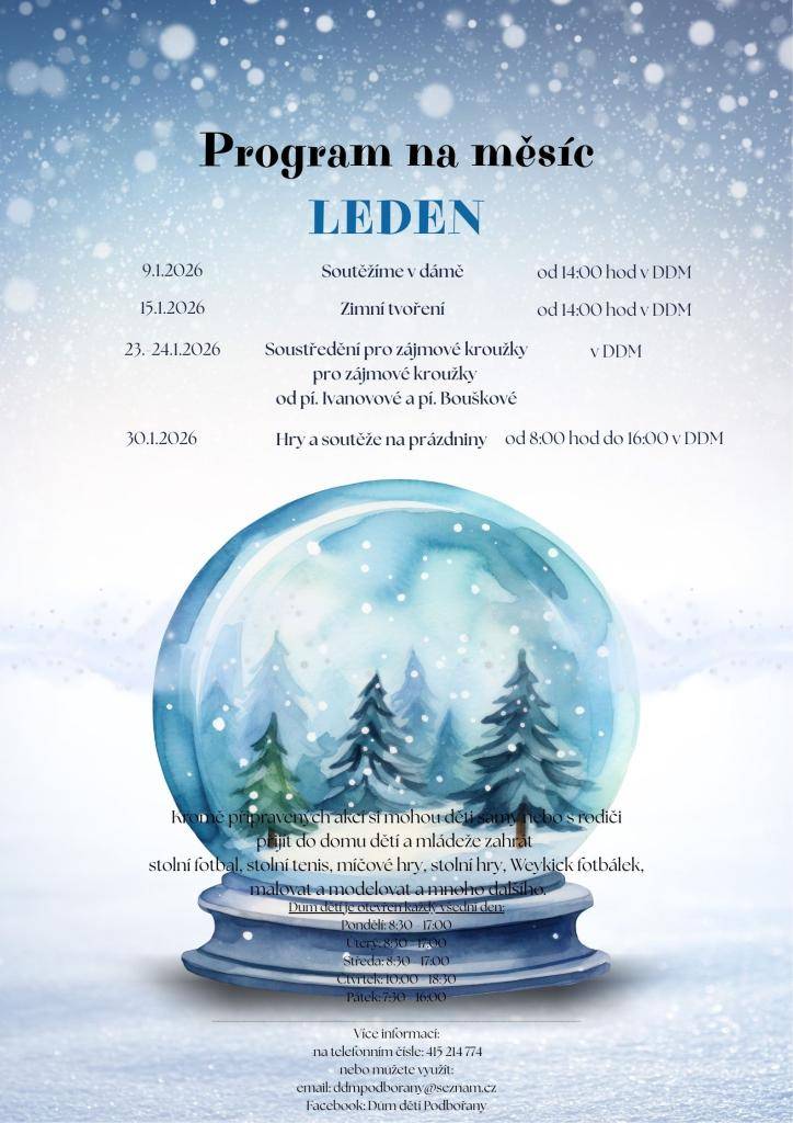 DDM si pro Vás připravilo zábavné odpoledne dne 15. ledna od 14:00 hodin, vstup volný