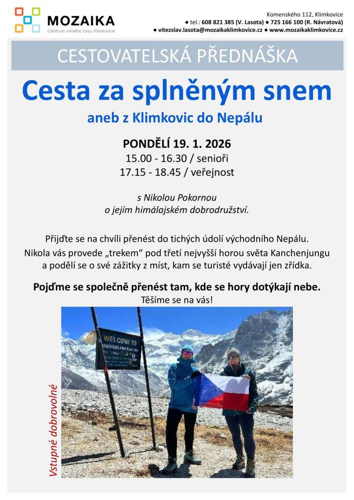 Nechte se přenést do tichých údolí východního Nepálu. Nikola Pokorná vás provede trekem pod horou Kančendženga, podělí se o zážitky z míst, kam se turisté vydávají jen zřídka, a nabídne praktické tipy na cestu do Himálaje.