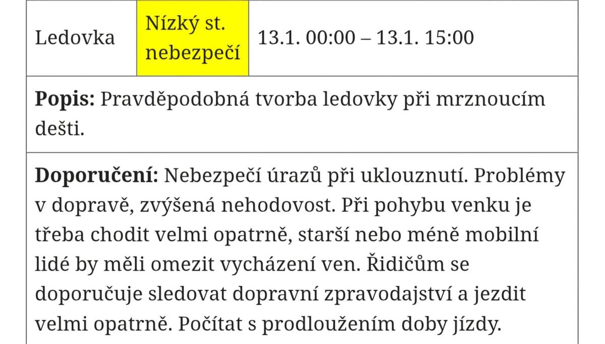 Pozor na mráz - ledovku - závěje - sněhové jazyky ‼️