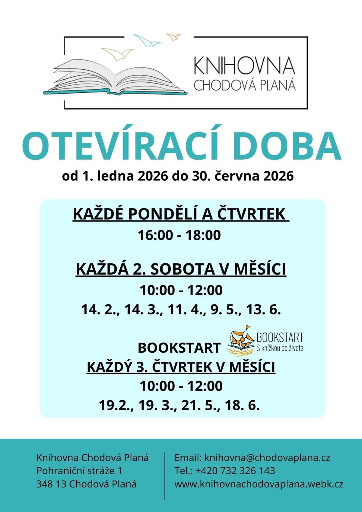 Otevírací doba - knihovna Chodová Planá
