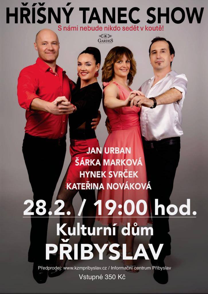Hříšný tanec show v sobotu 28. února 2026 od 19 hodin v Kulturním domě v Přibyslavi. Předprodej na webu KZM Přibyslav.