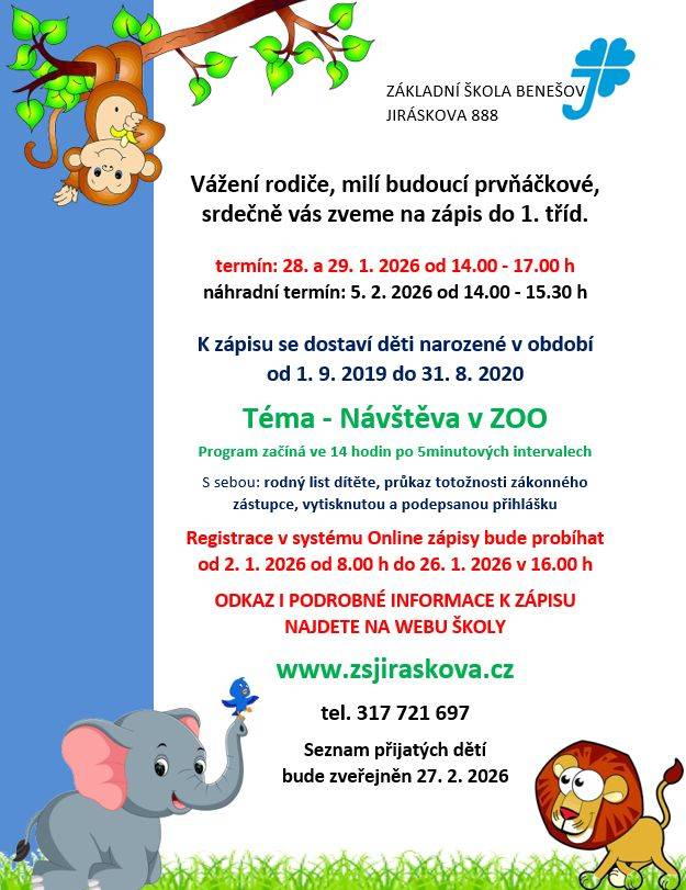 Naše spádová škola pořádá zápis budoucích prvňáčků