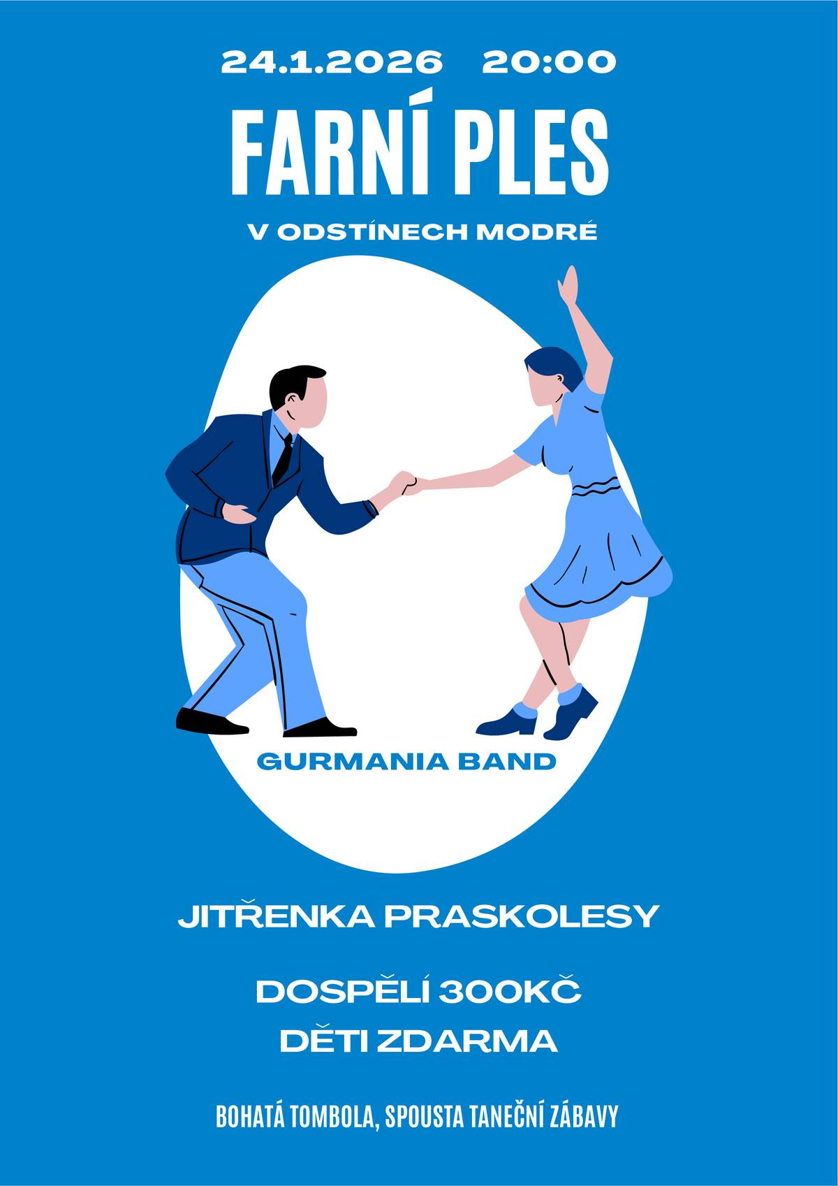 Vážení občané, zveme Vás na Farní ples, který se koná 24.1. 2026 od 20:00hod. v Jitřence.