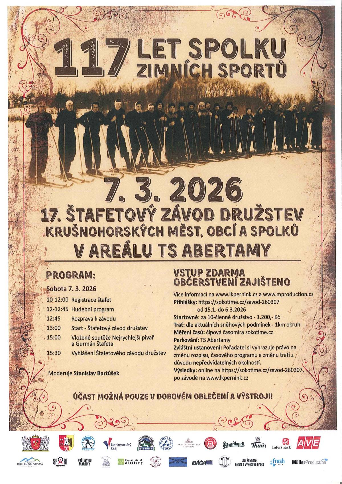 Pozvánka na uvedenou společenskou akci ve městě Abertamy.