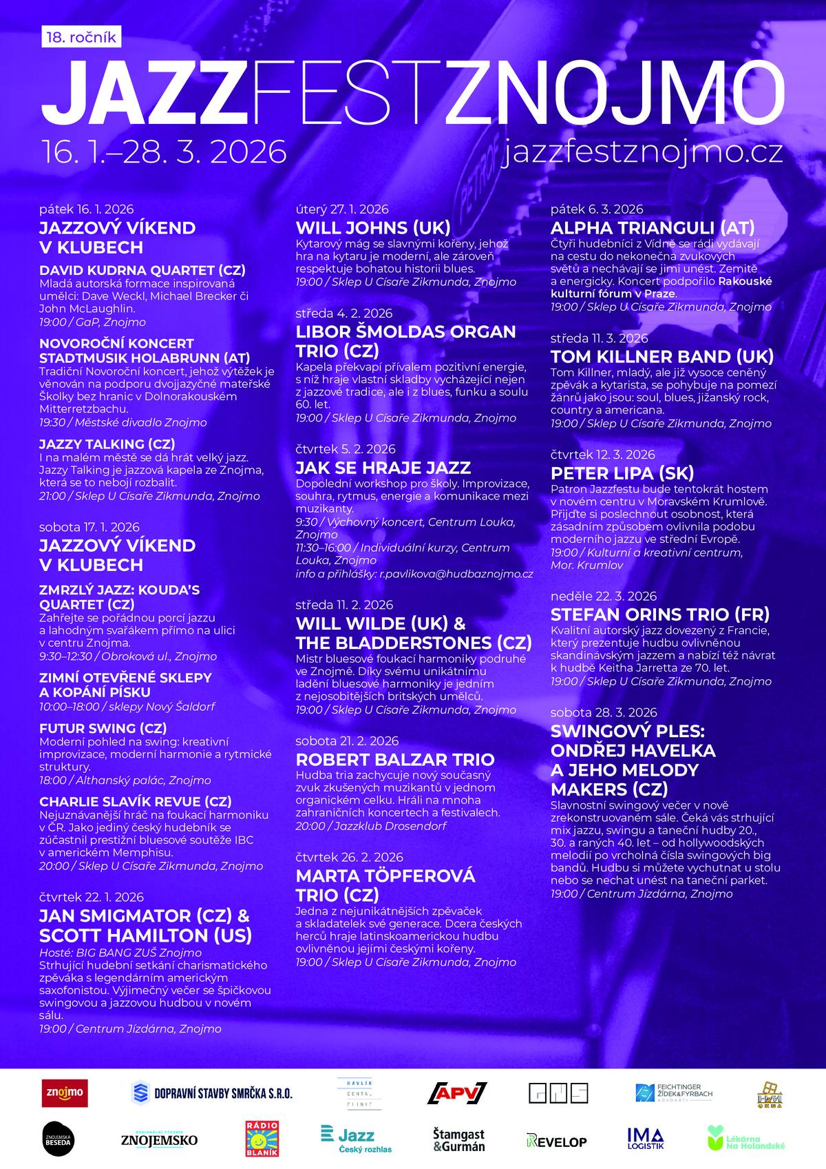 Jazzfest 2026 - Znojmo Termín: 16.1.2026 - 28.3.2026