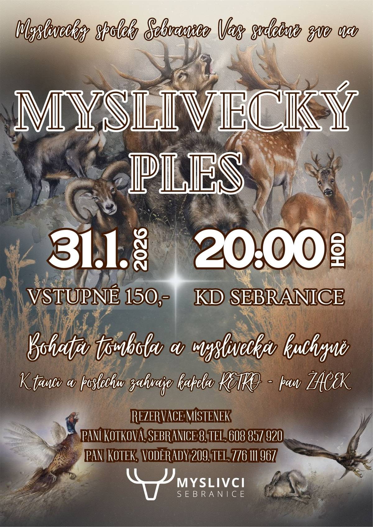 Myslivecký ples 2026 Sebranice