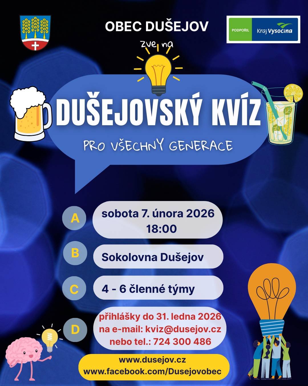 Obec Dušejov zve občany na akci "Dušejovský kvíz".