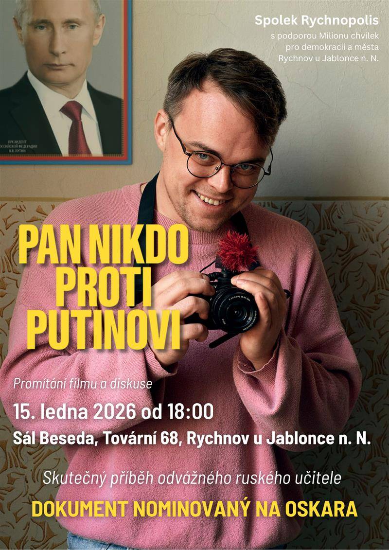 Zveme vás dnes 15.1.2026 od 18 h do Besedy na promítání mrazivého dokumentu, který ukazuje realitu současného Ruska. Pasha je oblíbený učitel v malém městě. Po začátku invaze na Ukrajinu se z něj má stát nástroj státní propagandy. On se ale rozhodne bojovat po svém – začne tajně dokumentovat dopad režimu na školu i své okolí. Příběh o odvaze, hodnotách a riskování všeho v době nesvobody.