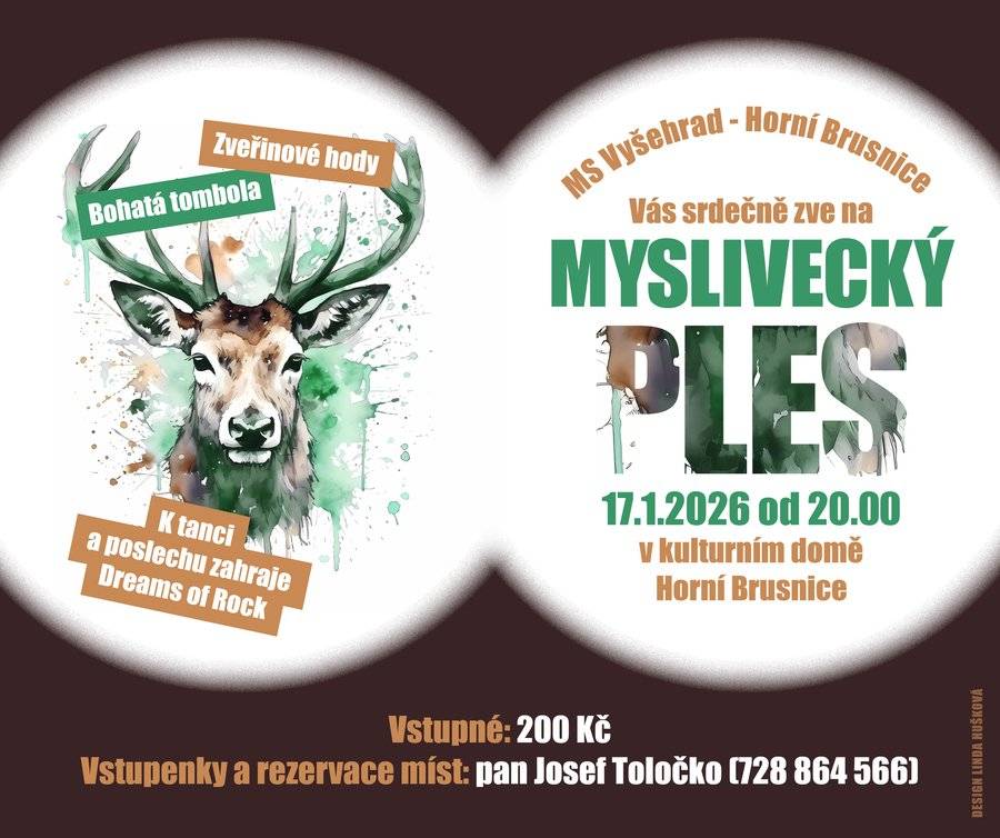 SRDEČNĚ VÁS ZVEME NA TRADIČNÍ MYSLIVECKÉHO PLESU, KTERÝ SE KONÁ TUTO SOBOTU 17.1.2026. ZKUŠEBNÍ ZPRÁVA
