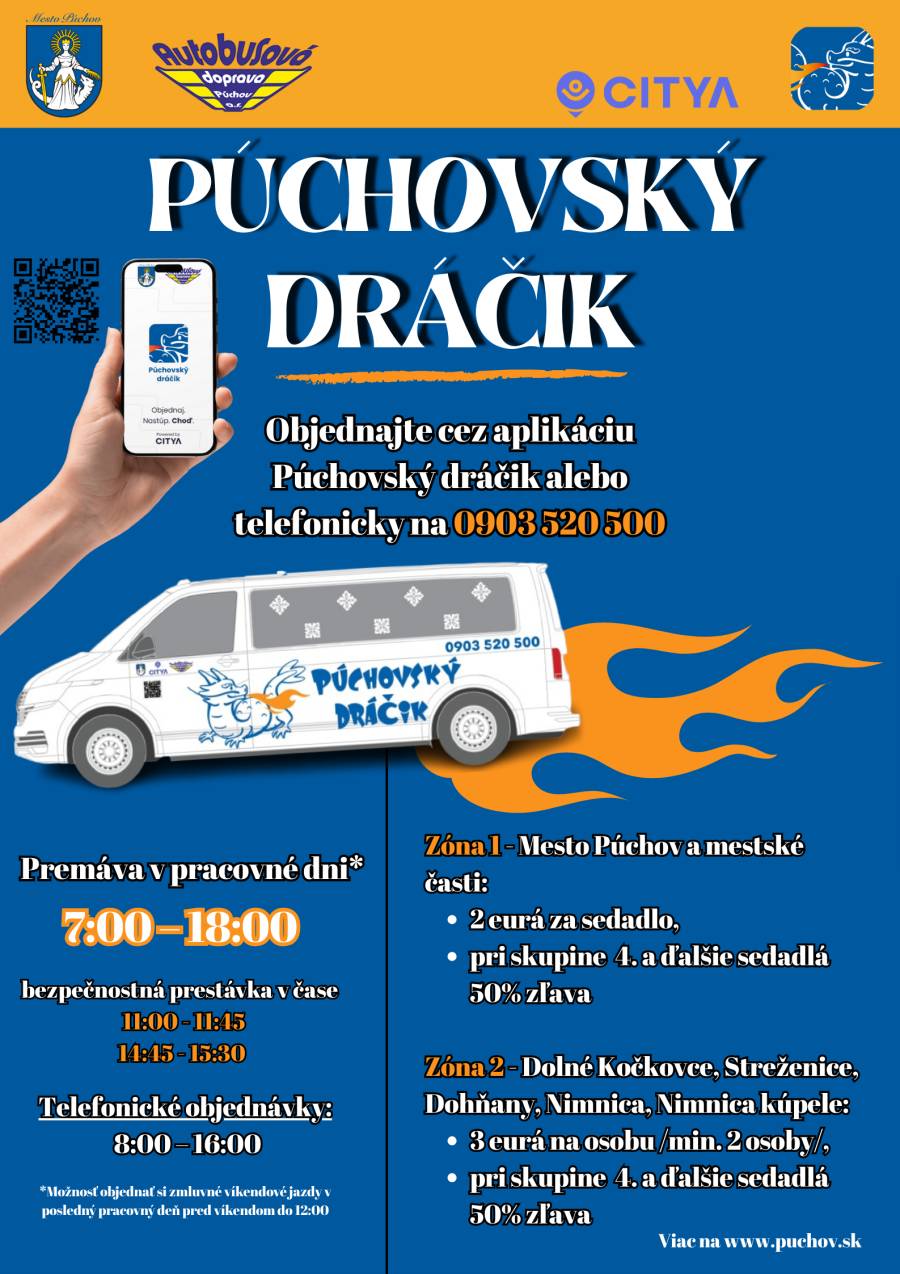 Zdieľaná prepravná služba Púchovský dráčik rozširuje svoje pôsobenie a prináša dostupnejšiu dopravu. Okrem mesta Púchov a mestských častí je po novom ...