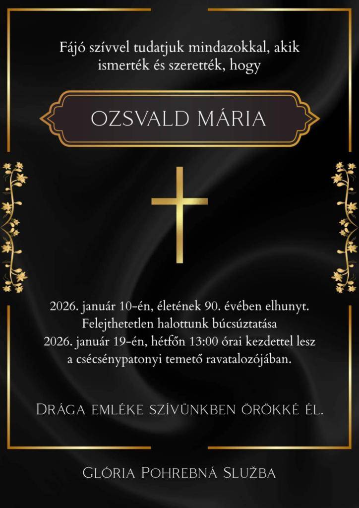 Gyászjelentés - Smútočný oznam