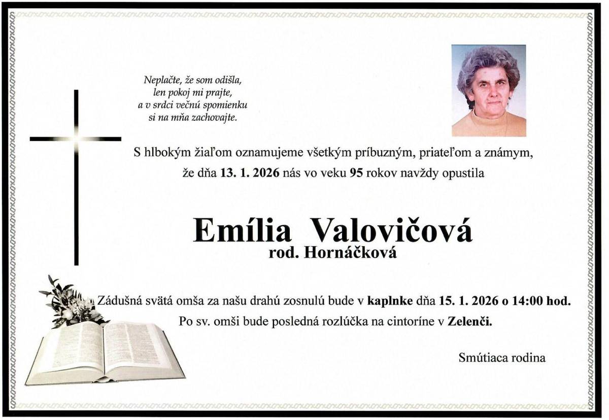 p. Emília Valovičová, rod. Hornáčková