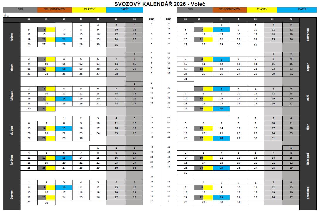 svozový kalendář