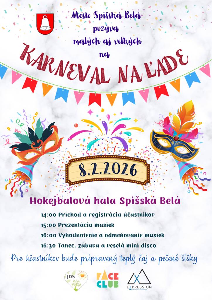 🎭 POZVÁNKA NA KARNEVAL NA ĽADE ⛸️ Mesto Spišská Belá v spolupráci s Faceclubom a OZ Expresion pozýva všetky malé aj veľké deti v maskáchna veselý Karneval na ľade.  📅...
