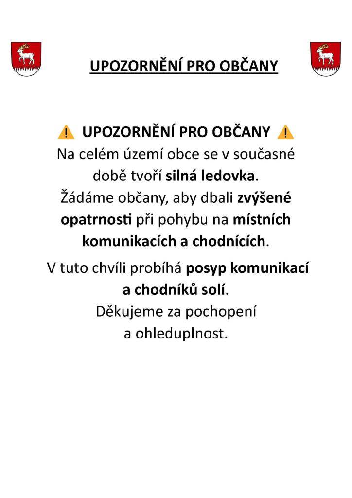 Upozornění pro občany.