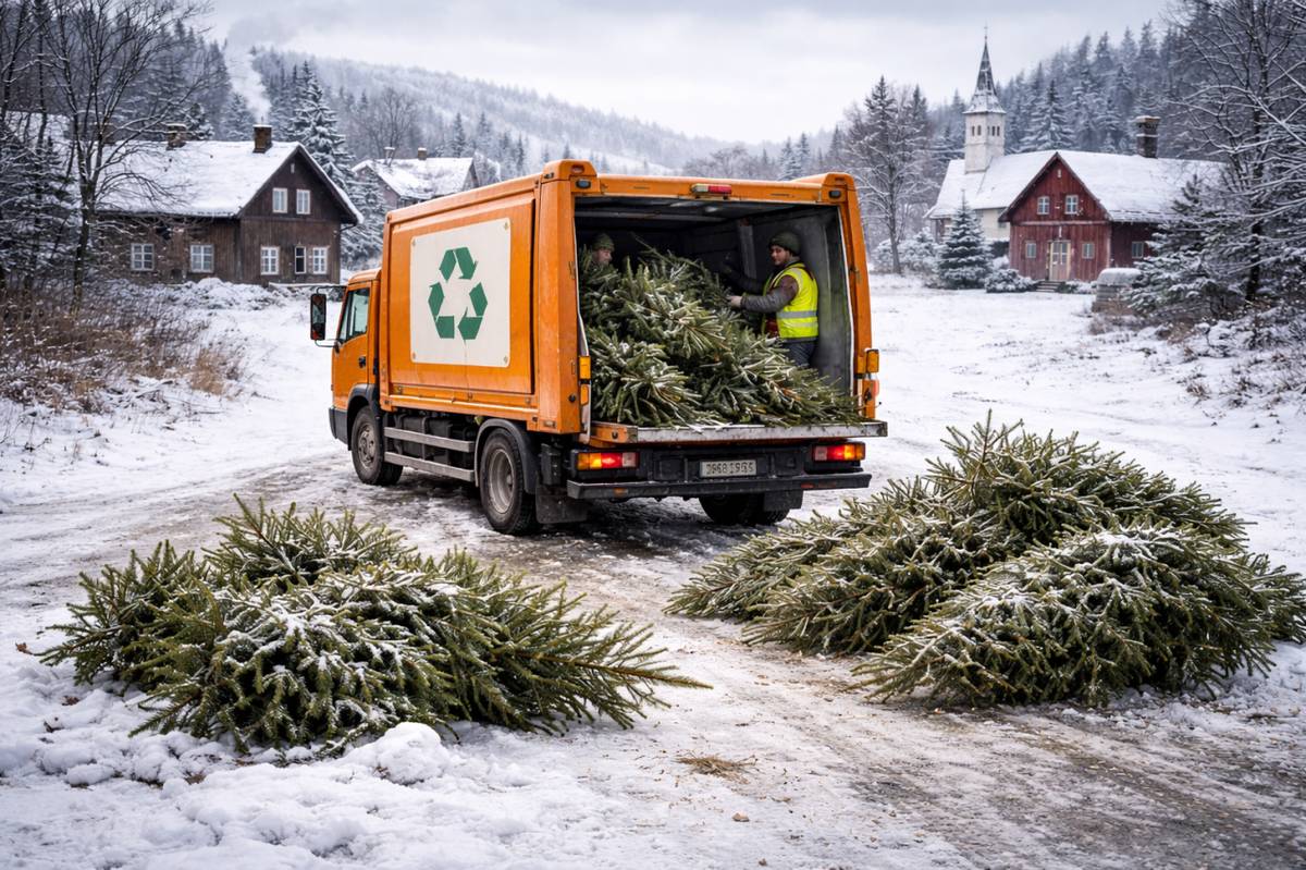 V stredu 14. 01. 2026 v dopoludňajších hodinách, bude prebiehať zber živých vianočných stromčekov.