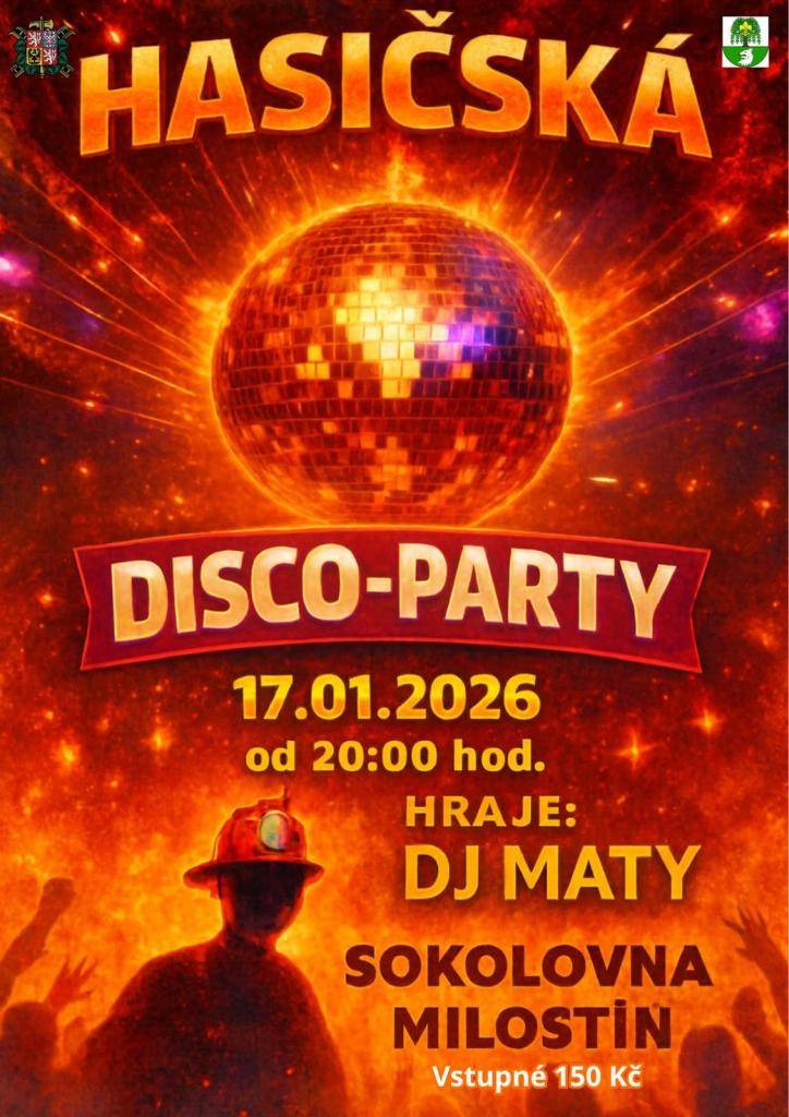 Zveme všechny na taneček v sobotu 17. 1. 2026 od 20 hodin do sokolovny v Milostíně.