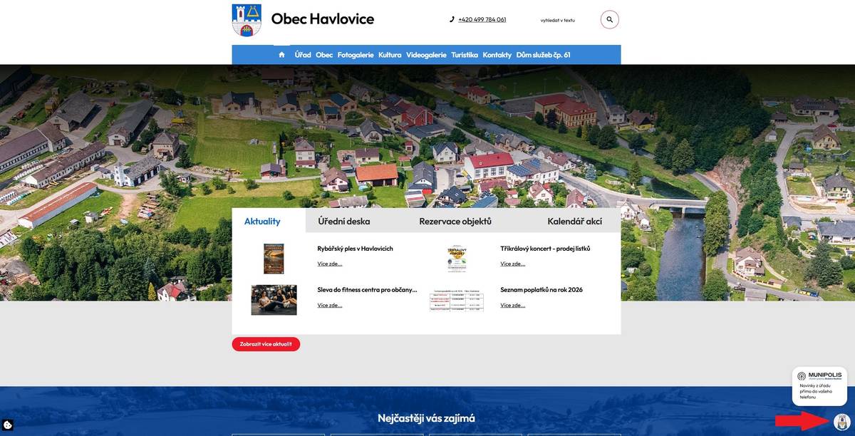 Na webových stránkách obce Havlovice jsme nově spustili chatbota, který vám pomůže rychle najít potřebné informace o obci. Chatbot je k dispozici 24 hodin denně, 7 dní v týdnu a poradí vám například s:  úředními hodinami a kontakty službami a provozem obce akcemi a důležitými informacemi orientací na webu obce  Cílem této novinky je usnadnit komunikaci s obcí a umožnit občanům získat odpovědi co nejrychleji a pohodlně, i mimo úřední hodiny. Chatbota najdete přímo na webových stránkách obce – stačí kliknout na ikonu v dolním pravém rohu stránky a zeptat se. Budeme rádi za vaši zpětnou vazbu a věříme, že vám nový pomocník bude k užitku.