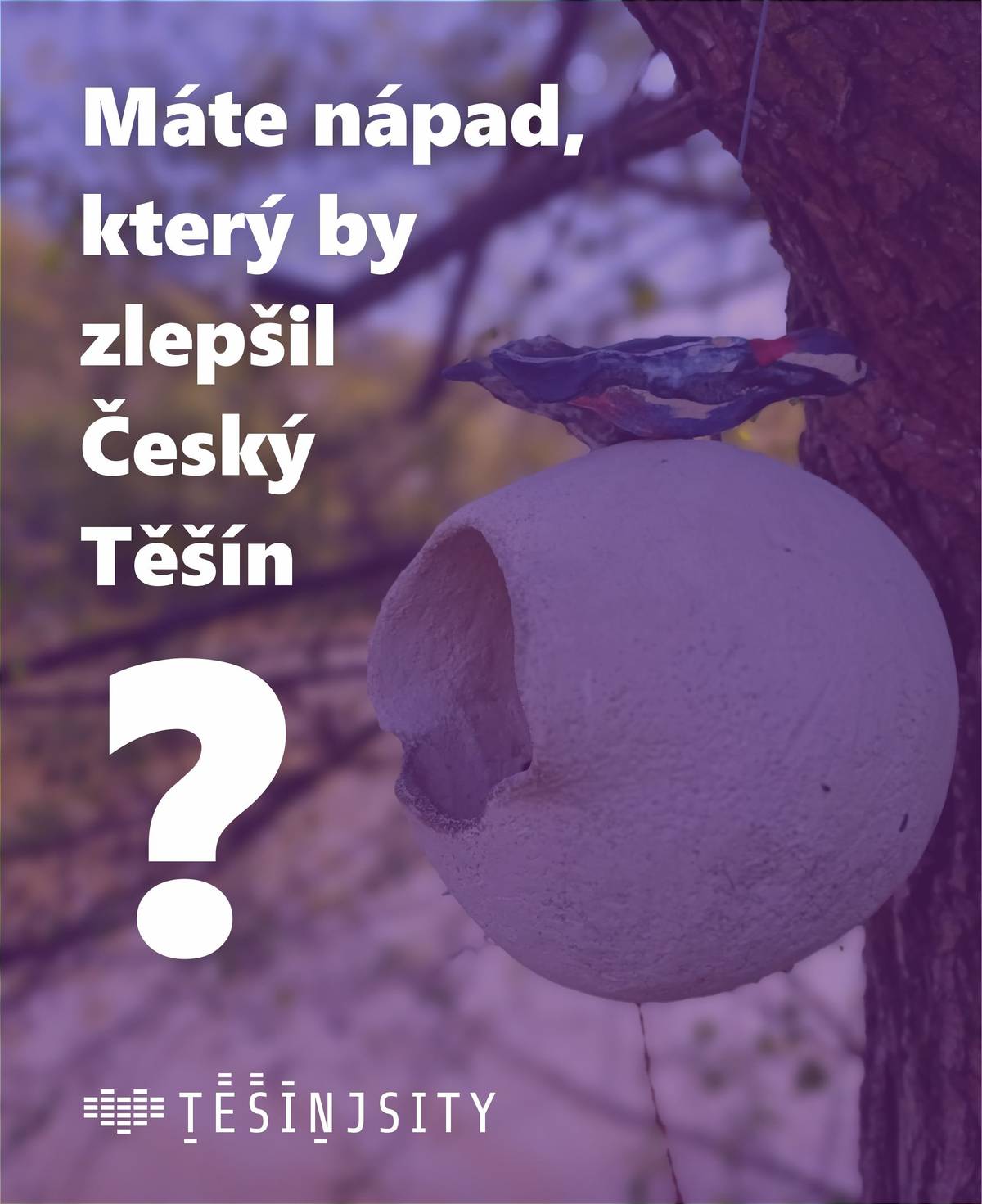 Teď je ten správný čas ho proměnit ve skutečnost! Návrhy můžete podávat do 28. 2. 2026. Pouze elektronicky na www.tesinjsity.cz K dispozici je celkem 1 000 000 Kč. Inspirujte se už realizovanými projekty a zapojte se i vy!