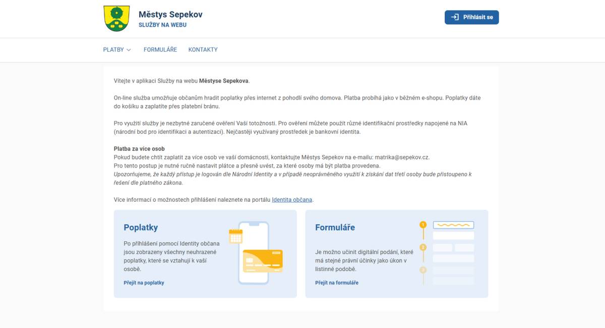 Vážení spoluobčané,  i letos lze uhradit poplatky přes aplikaci "Služby na webu", přes které můžete jednoduše zaplatit roční poplatek za odpad nebo psa v domácnosti