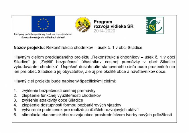 úsek č. 1 v obci Siladice