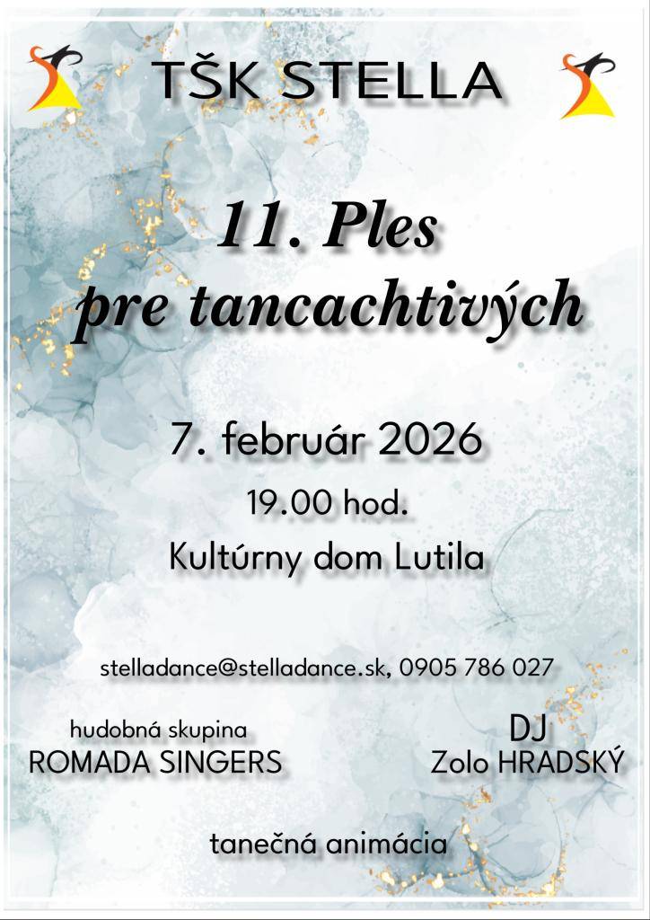 TŠK Stella pozýva na 11.ples tancachtivých, ktorý sa uskutoční 7.2.2026.