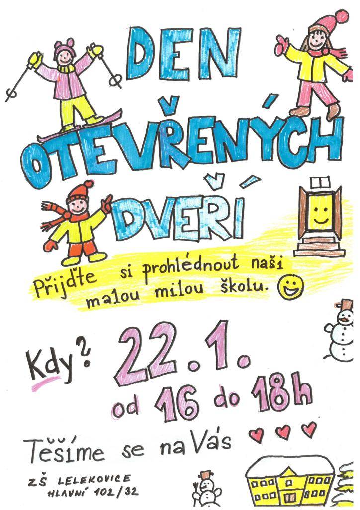 Zveme předškoláky s rodiči ve čtvrtek 22. 1. 2026 od 16 do 18 hod. na Den otevřených dveří v naší Základní škole....