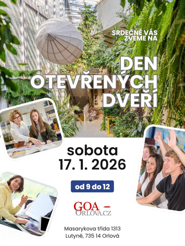 Gymnázium a Obchodní akademie Orlová pořádá v sobotu 17. ledna Den otevřených dveří. Školu můžete navštívit od 9 do 12hodin. Nahlédnete do nových jazykových laboratoří, přírodovědných učeben, sportovního komplexu (sportovní hala s horolezeckou stěnou, gymnastický sál, posilovna, pohybový sál) a počítačových učeben zaměřených na...