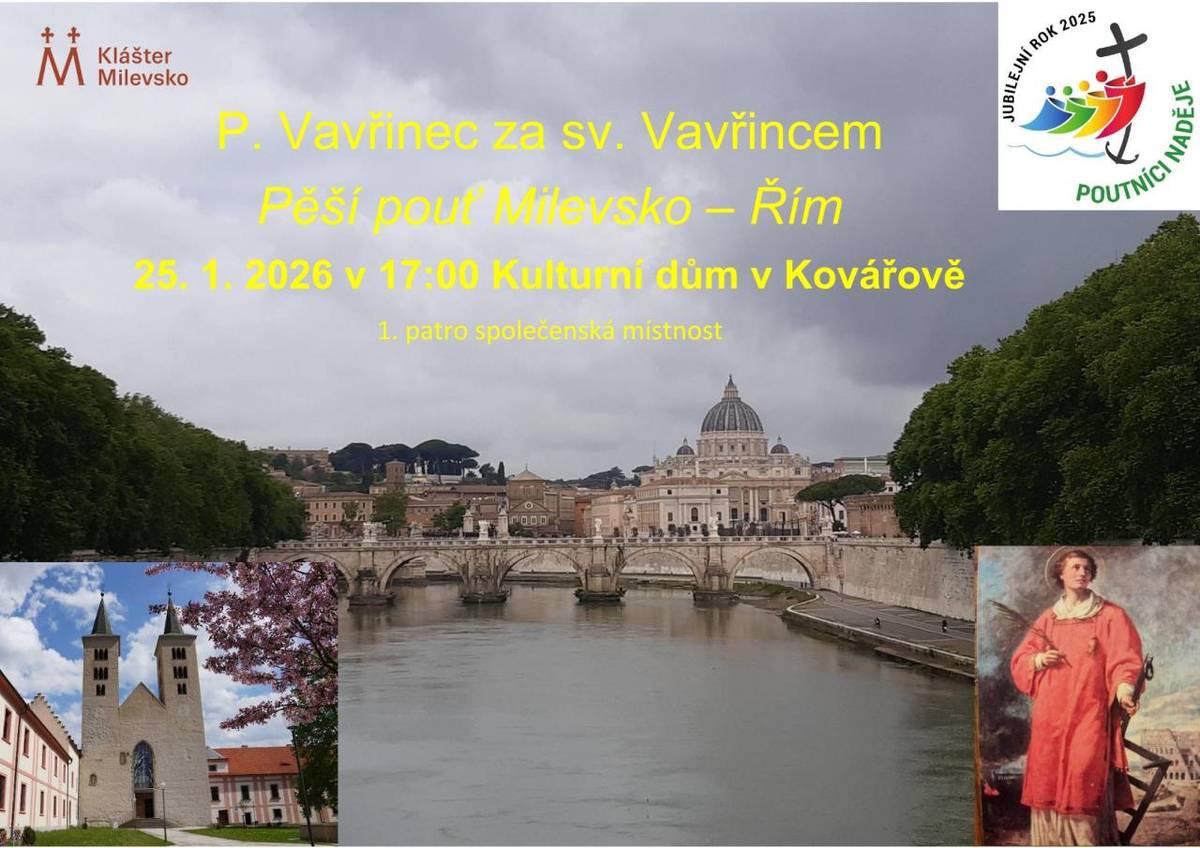 Promítání o pouti do Říma. V neděli 25.1. od 17:00 v klubovně KD.