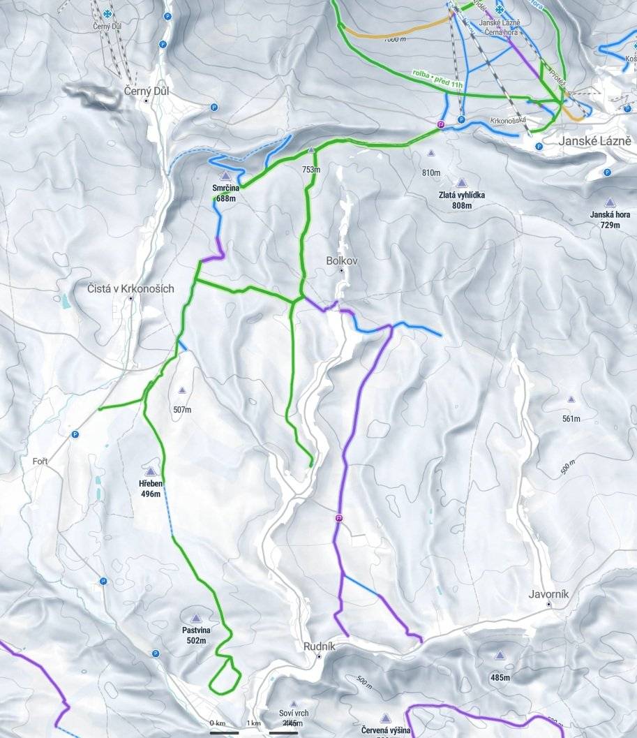 Na nadcházející víkend připravujeme běžecké stopy v okolí Rudníka. Hotové jsou trasy Terezín, Čistá, Fořt, Bolkov a dále až na Hoffmanovu boudu. Dnes ještě projedeme Janovice, Leopoldov a Javorník. U základní školy jsou opět připravena tréninková kolečka. 📍 Aktuální stav stop můžete sledovat: • na webu www.bilestopy.cz • na www.mapy.com (zimní varianta map) Těším se na setkání ve stopě. Jirka Stuchlík