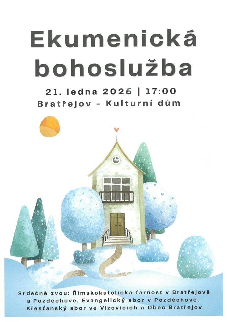 společné setkání 21.ledna 2026 v 17hodin v sále kulturního domu Bratřejov